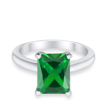 Solitaire Engagement Ring Green Emerald CZ 925 Sterling Silver Wholesale